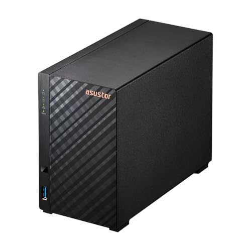 Asustor Drivestor 2 Gen 2 AS1202T, 2 Bay NAS, Quad-Core 1.7GHz CPU, 2.5GbE Port, 1GB DDR4, 3 USB 3.0, Network Attached Storage for Personal and Home Cloud Backup (Diskless)