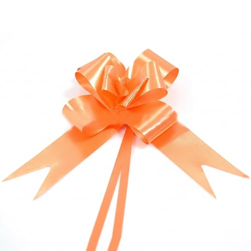 10pcs Orange 50mm/5cm Large Ribbon Pull Bows for Party Wall, Gift Wraps, Christmas Trees, Wedding, Birthday Hampers Decoration Florist Pullbows