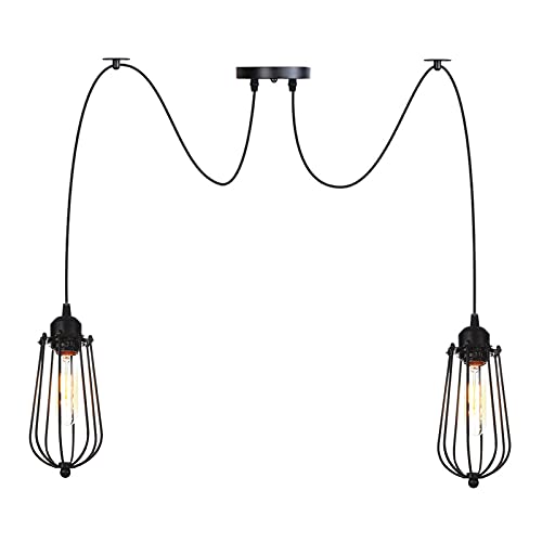 Lámpara de Araña de Jaula de Metal Vintage HNVBDOPAE Luces Colgantes Techo Bricolaje