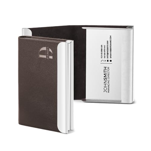 Onedor Personalized Business Card Holder, Leather Card Holder, business Card Case, Magnetic Closure, Gift For Men, New Job Gift (Dark Brown)