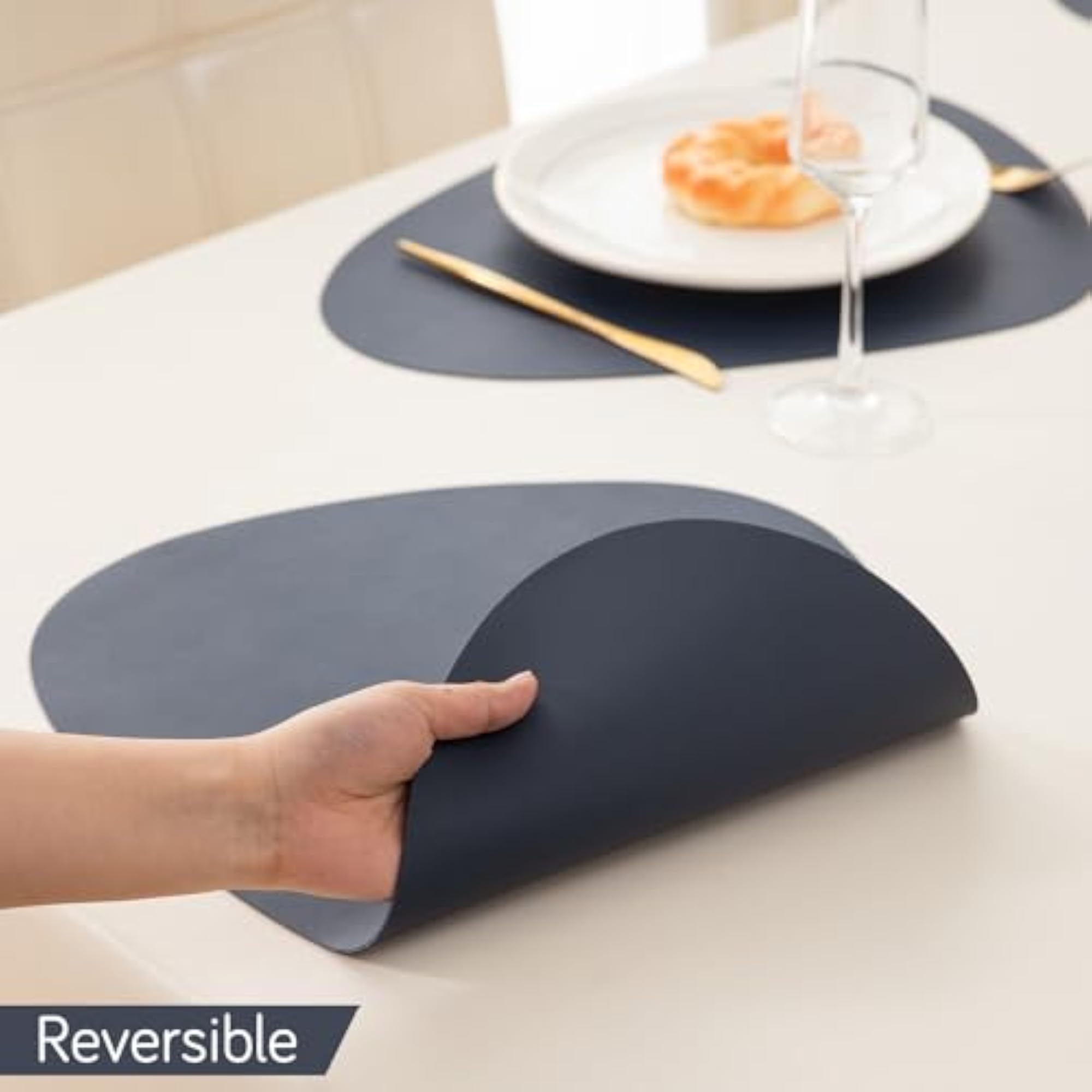 Faux Leather Placemats Set of 6 for Dining Table