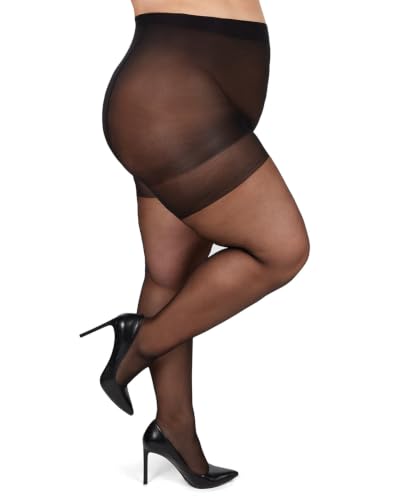 Image of MeMoi Plus Size Curvy Control Top Pantyhose for Women, Comfortable Silky Sheer Pantyhose, Lightweight Womens Stockings