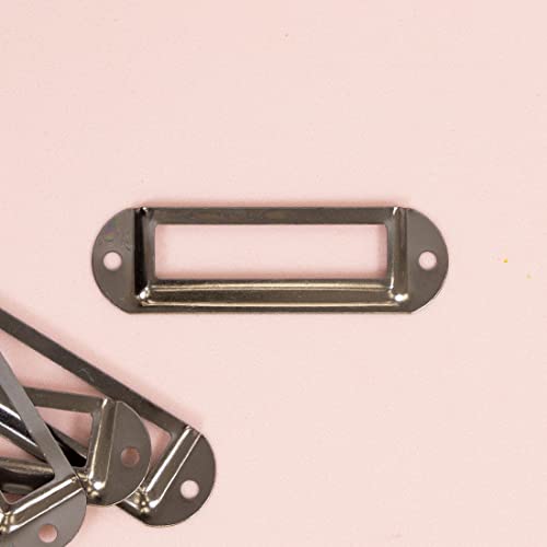 Image of Craftelier - Set of 4 Basic Metal Label Holders for Decorating Your Scrapbooking Projects and Labeling Albums, Planners, Notebooks or Organizing Boxes - Size 7 x 2 cm - Black Color