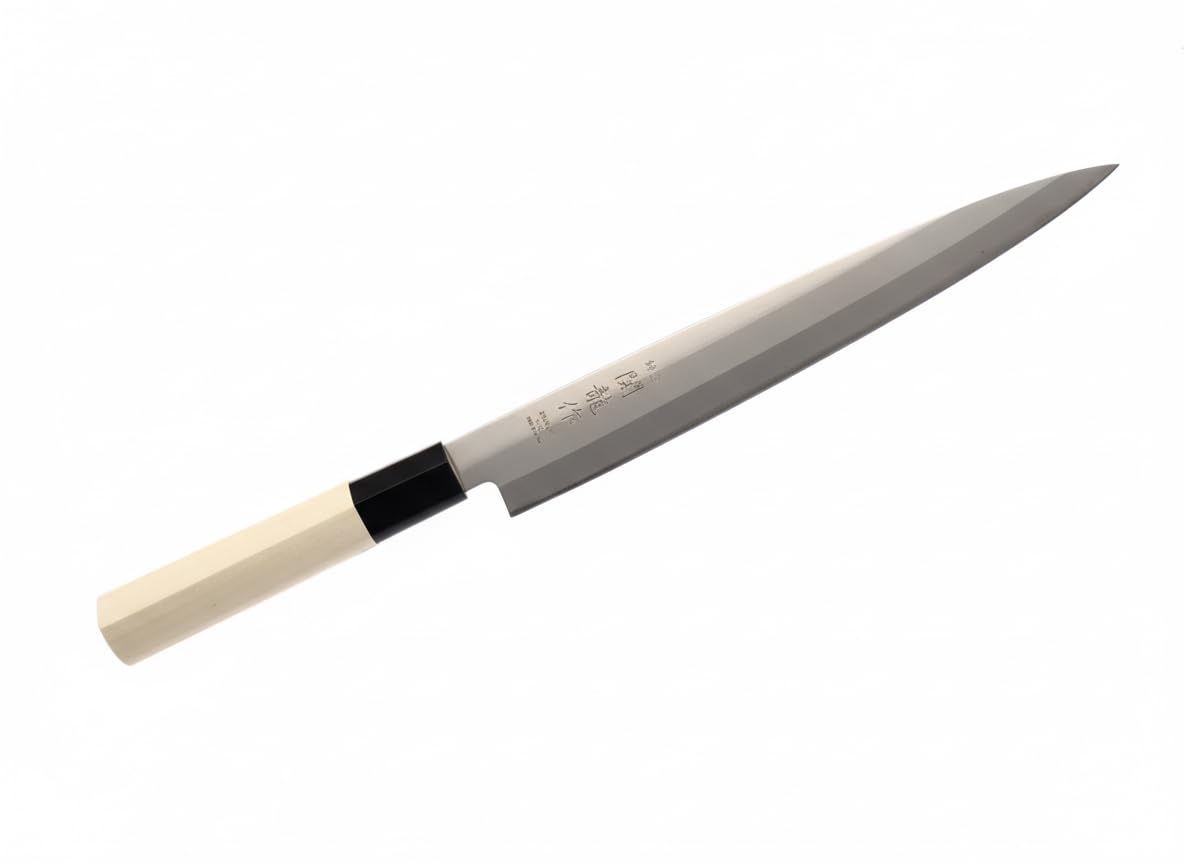Cocktail7 - Juego de 2 cuchillos tradicionales japoneses especiales, juego de cuchillos Sashimi Yanagiba 21 cm + cuchillo Mini Deba 10,5 cm, hoja de acero inoxidable 420 J2, Mitre de nailon, fabricado
