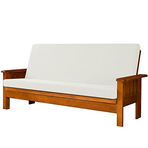 Subrtex Jacquard Stretch Futon Cover Foldable Armless Futon Sofa Slipcover Spandex Washable Settee Cover Coat Furniture Cover(Futon, White) (Sbtft0Wh) #TOP16
