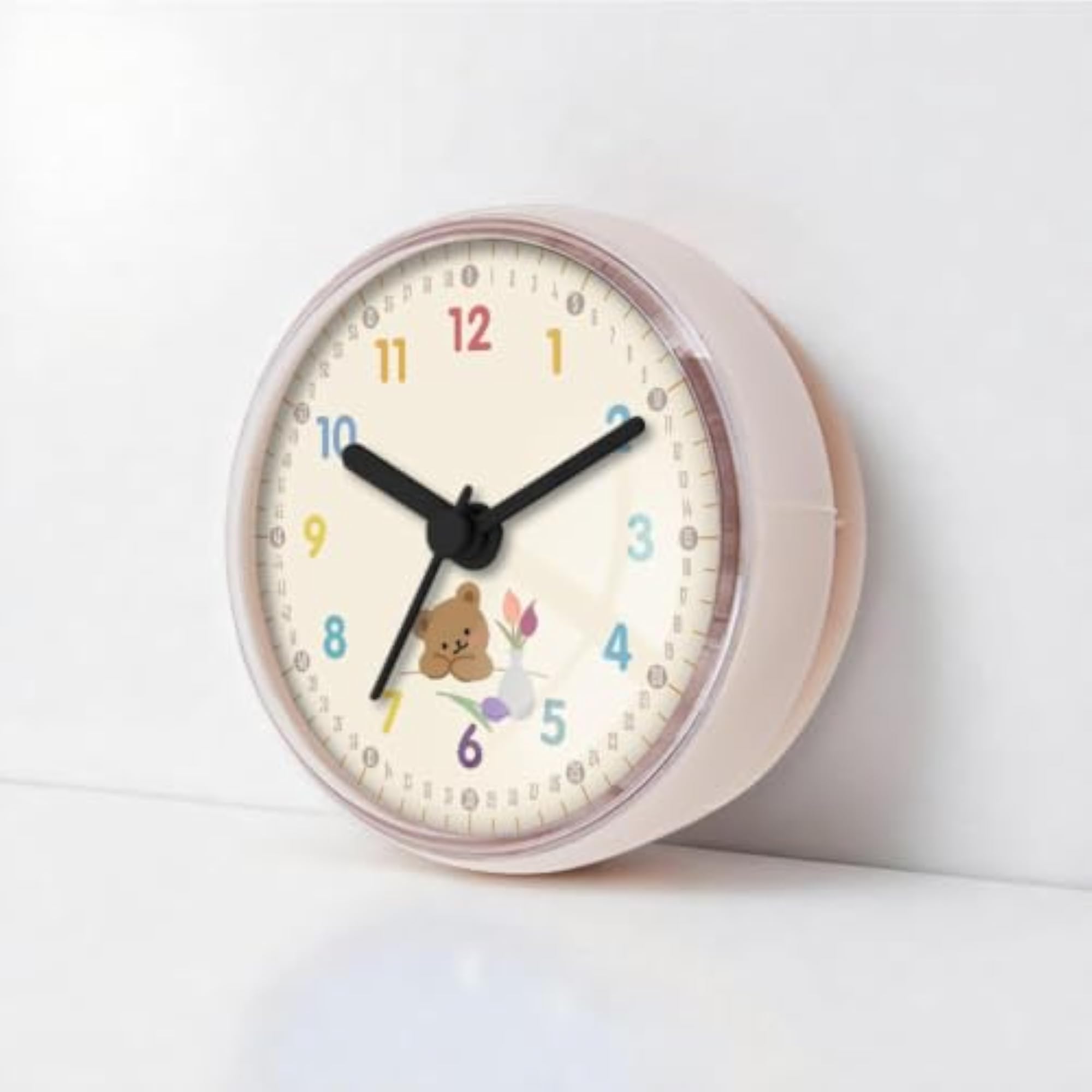 Compact Modern Shower Clock with Suction Cup, White