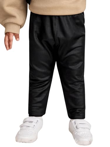 Floerns Girls and Toddlers' Classic Solid Footless Tights Leggings PU Leather Pants