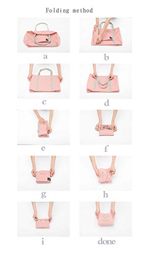 Axgo Folding Travel Duffel Bag Packable Light Nylon Water Resistant Tote Weekend Getaway Overnight Carry-on Shoulder, Pink