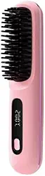 Escova Alisadora Sem Fio com Display Digital – Recarregável, Portátil e Rápida (rosa)
