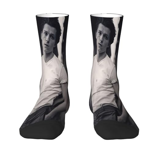 Moonforever Tom Holland - Calcetines deportivos unisex para hombre, calcetines tobilleros, calcetines acolchados para correr, calcetines de algodón, 2 Negro-2, Altoa única