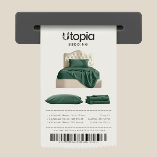 Image of Utopia Bedding Twin Size Sheet Set - 3 Piece Bed Sheets for Twin Size Bed, Soft and Breathable Microfiber, Includes 1 Fitted Sheet, 1 Flat Sheet and 1 Pillowcase - Oeko Tex (Emerald Green)