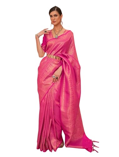 Image of MADHUHANSH Women's Cotton Silk Saree with Unstitched Blouse Piece Zari Weave and Floral Pattern | Heavy Embroidery Saree for Women | Interview Saree for Women | Readymade Blouse with Saree Set