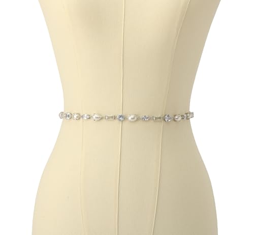 kate spade new york Women's Pearl & Stone Bridal Belt, Leather Accessory with Adjustable Sizing, Cream, S/M2