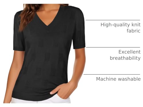 Image of Ninedaily Women's Tops Short Sleeve Sweater Knit T-Shirts Dressy Casual Blouses