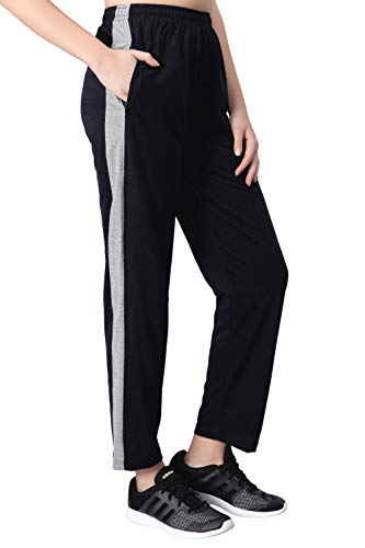 Image of Fflirtygo Women's Cotton Track Pants, Joggers for Women, Women�s Leisure Wear, Night Wear Pajama, Grey with Zip Pockets�for Sports Gym Athletic Training Workout