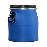 ITP Packaging 20 Litre Plastic Blue Open Top Barrel with Lid, Food Storage Container for Pets, Grains, Flour and more, Air Tight with Latch Ring UN Approved High Grade Storage Transport Keg Drum