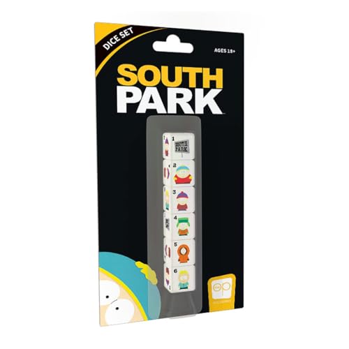 South Park Dice Set | Collectible d6 Dice Featuring South Park Sign, Eric Cartman, Stan Marsh, Kyle Broflovski, Kenny McCormick, and Leopold Butters Stotch | Officially Licensed 6-Sided Dice