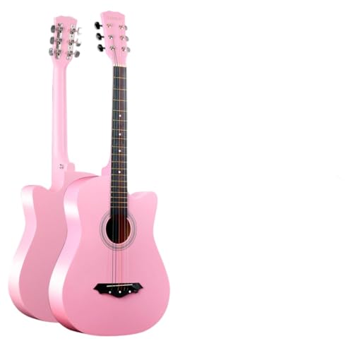 Giawkca 初心者、学生、大人向けのアコースティックギター、初心者向けの38インチ初心者ギターセット、学生、子供、大人向けの練習用ギター、弦、チューナー (ピンク)