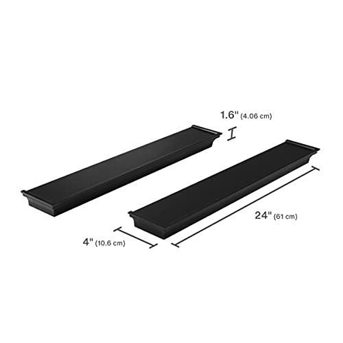 Melannco Arlington Floating Wall Shelves For Bedroom, Living Room, Nursery, Set Of 2, 24-Inch, Black #TOP2