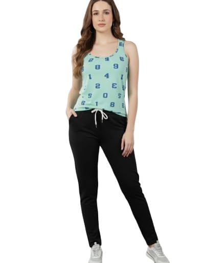Image of Volex Women's Tank Top and Lower Set for Women | Stylish Cotton Co-Ord Set | Sleeveless Top & Jogger Lower for Women |Comfortable Stretchable Fabric 2-Piece Combo Set|women co ord set