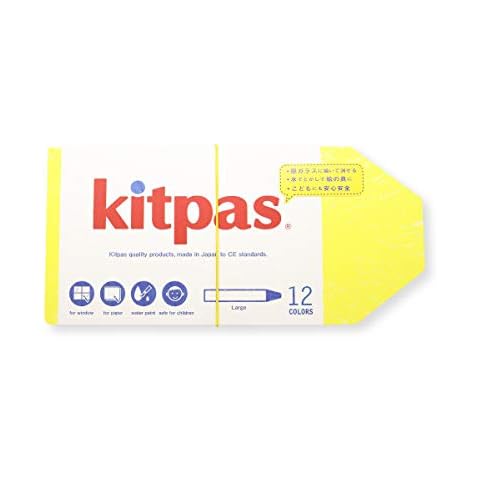 Kitpas Art Crayons Large 12 colors for Kids ages 3+, Window Art, Erasable, Water-Soluble, English Edition Cover