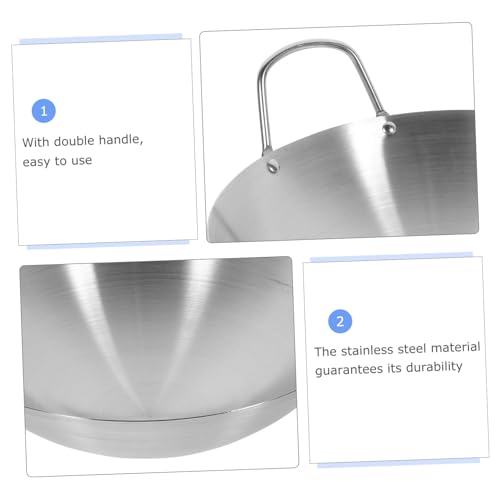 Wok de Acero Inoxidable HEALLILY para Cocina con Doble Asa miniatura 3