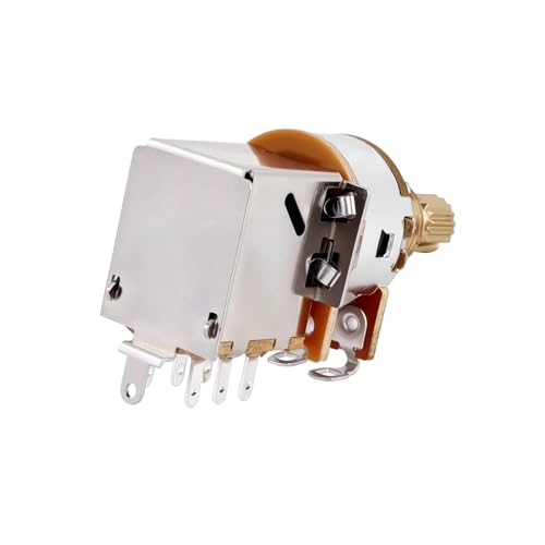 Image of Banworks Full Brass A250K Imperial 3 /8 inch Thread Push Pull Guitar Pots 18-Spline Split Short Shaft (15mm Length) Audio Taper Potentiometer for Fender Strat /Tele Gibson Les Paul LP /SG PRS 2Pcs JT /XNQ-27