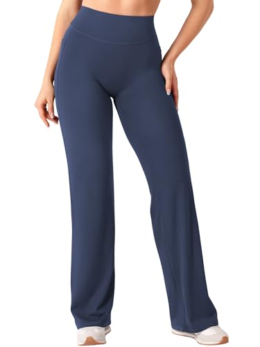 Image of YEOREO Ease Workout Leggings with Pockets for Women No Front Seam Straight Leggings High Waist Wide Leg Yoga Pants 29 inch / 31.5 inch