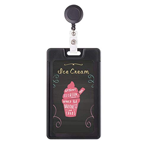 Étui rétractable pour badge avec message humoristique glace noir