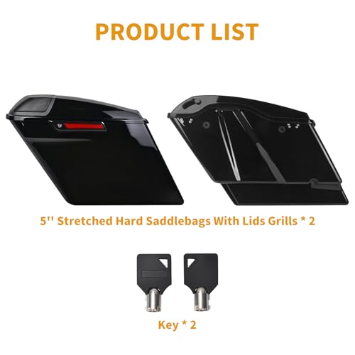 Alforjas duras extendidas con tapa para parlantes de 5" para Harley Touring Street Glide Road King Electra Glide CVO Ultra-Classic 2014-2023 con pestillos negros miniatura 3
