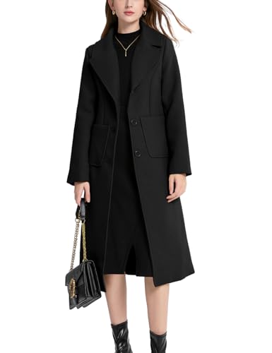 Manteau laine mélangée femme long trench ample chaud à revers chic