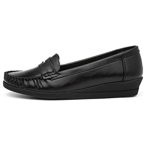 SOFT-LITES. Softlites Womens Black Moccasin Loafer Shoe - Size 6 UK - Black Cover