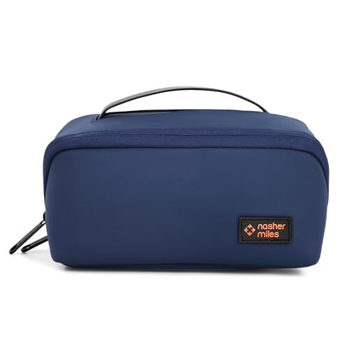 Image of Nasher Miles Dock Toiletry Kit 180 Opening Cosmetic Bag | Polyester Travel Pouch Organizer | Multipurpose Storage Compartments & Carry Handle | Travel Accessory for Men & Women (Blue)