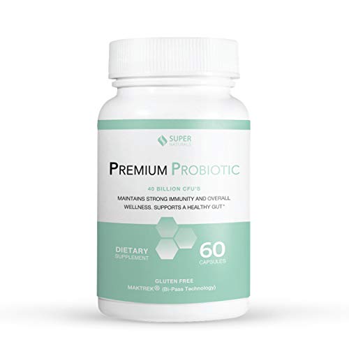 Super Naturals Health - Premium Probiotics 40 Billion CFU - Made with MAKTrek Bipass Technology - (60 ct Capsules)