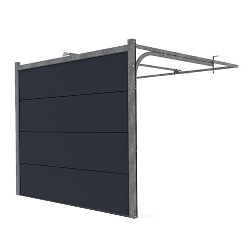 GM Portes - Porte de Garage LANCE Sectionnelle Prémontée | Moteur: Ecoline - Wifi - Inclus | 200cm X 240cm | Anthracite - Finition lisse sablé