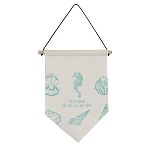 Drapeau en toile hippocampe bleu idée cadeau décoration bord de mer