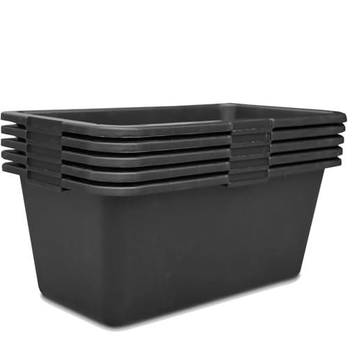 Kistenberg 5x Mörtelkasten 60 Liter | eckig | aus robustem Kunststoff | schwarz | ideal für Bauarbeiten Garten und Heimwerkerprojekte | 72 x 41 x 28 5 cm