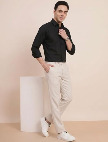Image of DOXIC Men's Cotton Shirt with Spread Collar Neck Full Sleeves Classic Style Solid Pattern Regular Fit and Standard Length | Formal & Casual Wear Shirts