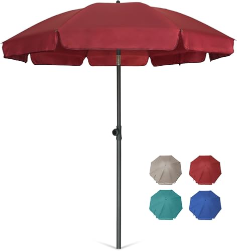 AMMSUN Patio Umbrella 6.5 ft Outdoor Table Umbrella with Tilt Steel Pole UPF50+ Protection Great for Outdoor Garden Backyard Maroon