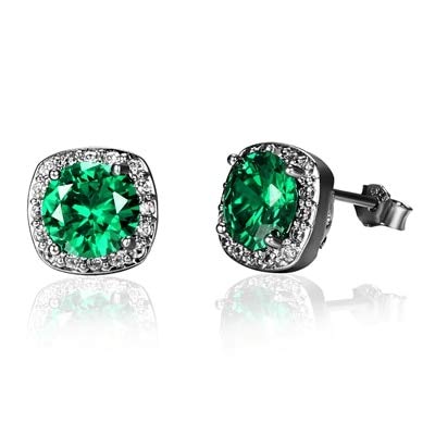 LSLYTQ Ruby Citrine Emerald 3 Colors Stud Earrings Women's Earring 925 Jewelry Party Anniversary Wedding Birthday Gifts