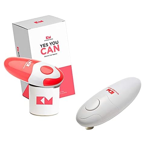 Kitchen Mama Electric Can Opener: Smooth Edge, Food-Safe and Battery Operated Can Opener (Bundle Red and White) Cover