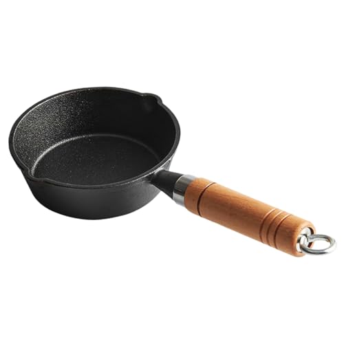 Levemolo Iron Butter Warmer Pot Small Cast Iron Saucepan with Wooden Handle for Melting Butter Cheese and Heat Conductivity for Quick Cooking