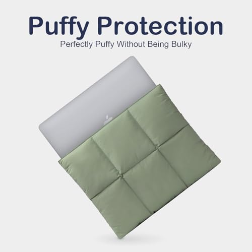 Image of ProElite Puffy Tablet Sleeve Case Upto 11.5 inch for idea tab 11 /M11 /Galaxy Tab A11+ /A9+ /S11 /S9 /S8 Oppo Pad SE 11 inch / OnePlus Pad Lite 11 inch / iPad 10.2 /Air 10.9 /Pro 11 /Mi Pad 7, Green