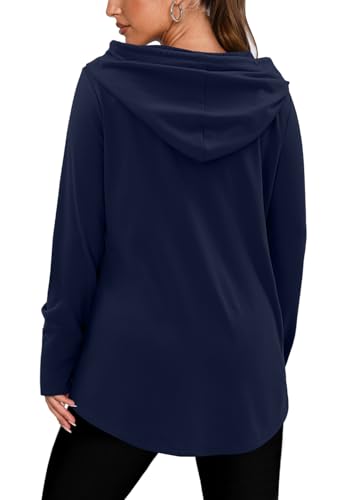 BETTE BOUTIK Womens Quarter Zip Tunic Hoodies Pullover Long Hooded Sweatshirts S-3XL