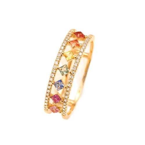 Fashion Jewelry Yellow Gold Plated Simulated Gemstones Stackable Band Engagement Rings for Women