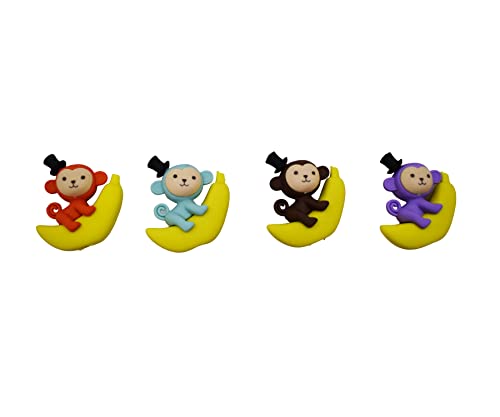 Image of Asera 3D Monkey Banana Erasers Pencil Top for Kids Gift Options Birthday Return Gifts (48 Pcs)