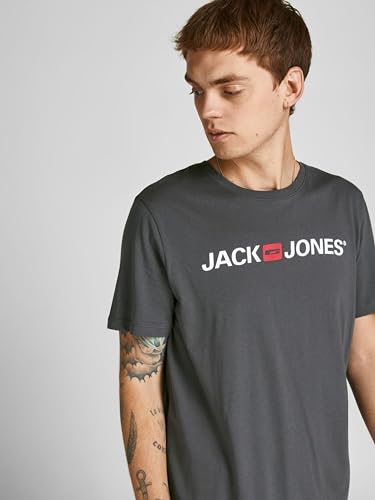 Jack & Jones Packung mit 2 T-Shirts in Übergröße, Rundhalsausschnitt, Druck, Design Logo Oversize, 3er Pack (Asphalt, Dunkelgrau Melange… – Ansicht 2