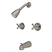 Kingston Brass KB248AX Twin Handle Tub and Shower Faucet with Decor Cross Handle, Satin Nickel