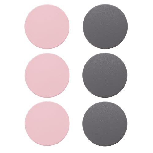 Image of UMAI Tea Coaster Set of 6 with Stand (Dia- 9.8cm, Thick- 2mm)| Coasters for Dinning Table for Hot Pots | Non Slip Mat | Gift for Housewarming | Kitty Party Return Gifts for Women (Grey /Pink)