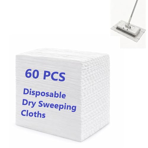 Image of Disposable Dry Sweeping Cloths for KZKR Push Clamp Mop,Compatible with Swiffer Sweeper - 60 Count, 8.6 inch x 11.8 inch Refill Pads for Floor Mopping, Dusting & Daily Cleaning (Mop Not Included)